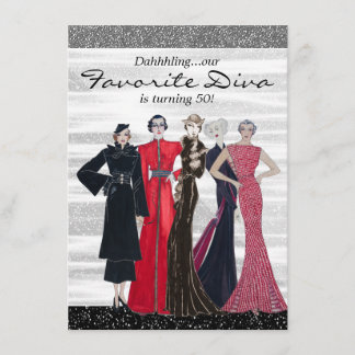 Invitación Vintage Diva Birday Party