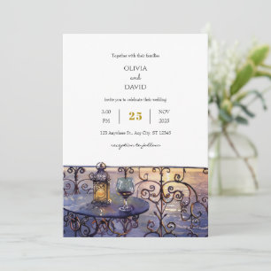Invitación Vintage Dreamy Sunset Wine Evening Beach Wedding