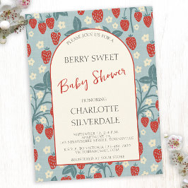 Invitación Vintage Dulce Fresa para Baby Shower