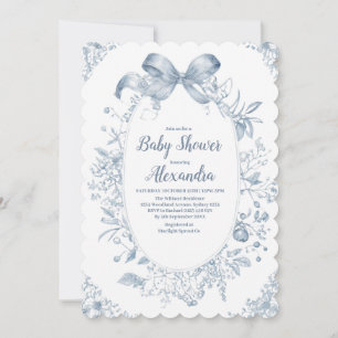 Invitación Vintage Dusty Blue Bow
