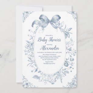 Invitación Vintage Dusty Blue Bow