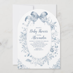 Invitación Vintage Dusty Blue Bow