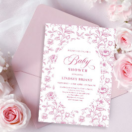 Invitación Vintage Dusty Pink Rose Pattern Baby Shower Invite