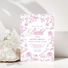 Invitación Vintage Dusty Pink Rose Pattern Bridal Shower 