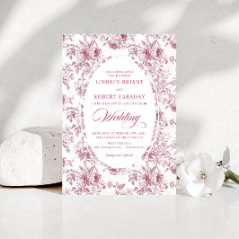 Invitación Vintage Dusty Rose French Toile Wedding Invitation