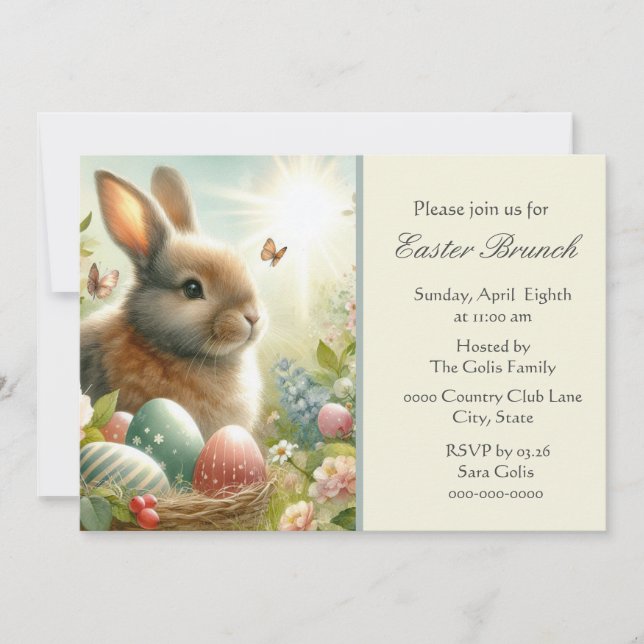 Invitación Vintage Easter Bunny (Anverso)