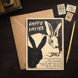 Invitación Vintage Easter Bunny Invitation - Easter Egg Hunt