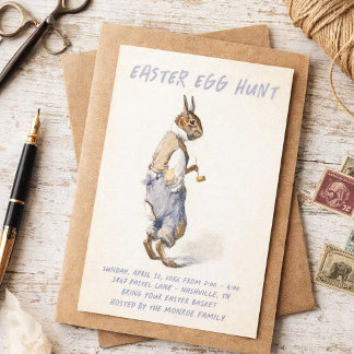 Invitación Vintage Easter Bunny Invitation - Easter Egg Hunt