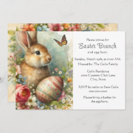 Invitación Vintage Easter Rabbit Holiday Brunch