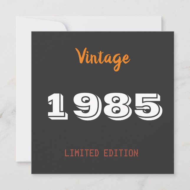 Invitación Vintage edición limitada de 1985 40th Birthday Gif (Anverso)