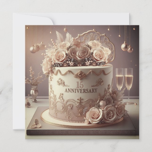 INVITACIÓN VINTAGE EDITABLE BODA ANIVERSARIO CAKE (Anverso)