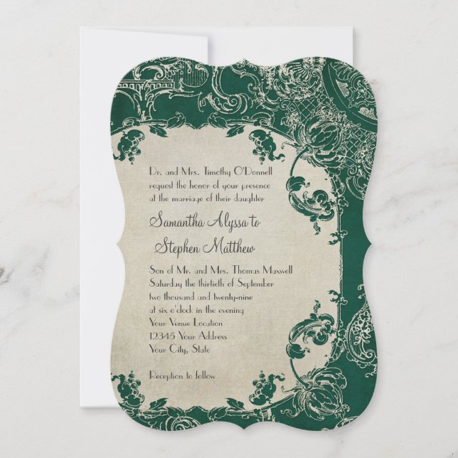 Invitación Vintage Elegance Boda Toile Floral Damask (Anverso)