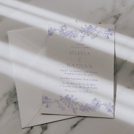 Invitación Vintage Elegance: Lilac Floral Wedding
