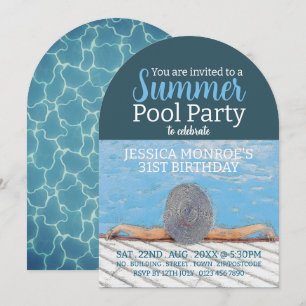 Invitación Vintage Elegance Pool Fiesta Cumpleaños