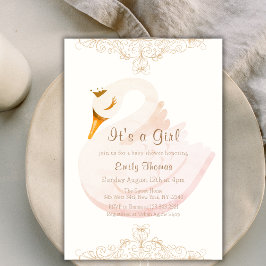 Invitación Vintage Elegance Princess Swan Baby Shower
