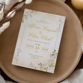 Invitación Vintage Elegant Boho Floral Watercolor Wedding