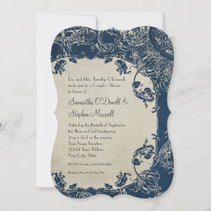 Invitación Vintage Elegant Couples Ducha Toile Floral Damask