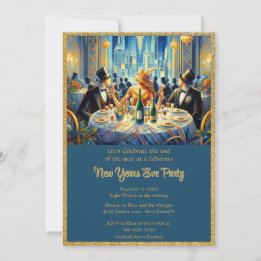 Invitación Vintage Elegant New Years Eve Fiesta