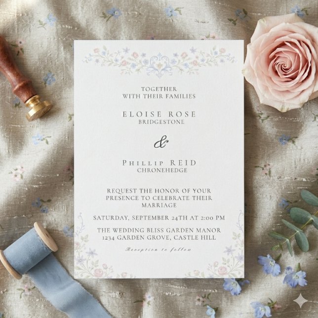 Invitación Vintage Elegant Soft Floral Regency Wedding  (Vintage Elegant Soft Floral Regency Wedding Invitation)