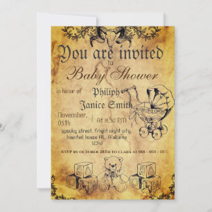 Invitación Vintage Elegant Spooky, Baby Shower de Halloween