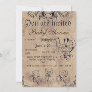 Invitación Vintage Elegant Spooky, Baby Shower de Halloween