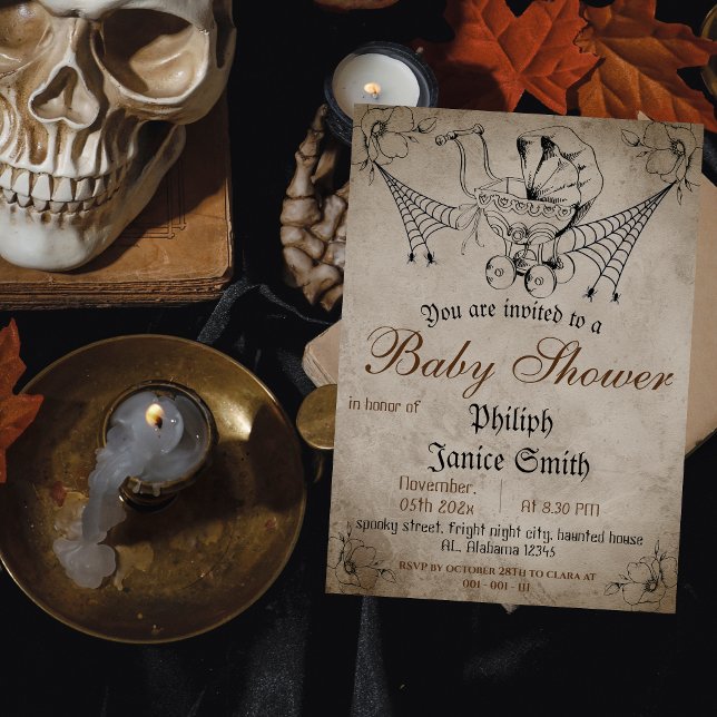Invitación Vintage Elegant Spooky, Baby Shower de Halloween (Subido por el creador)