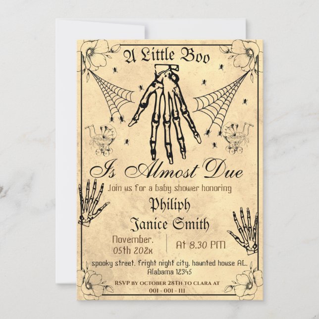 Invitación Vintage Elegant Spooky, Baby Shower de Halloween (Anverso)