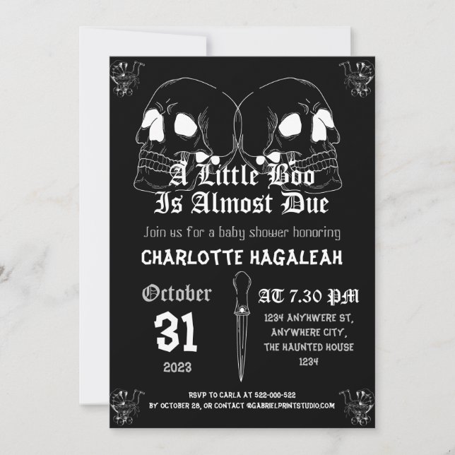 Invitación Vintage Elegant Spooky, Baby Shower de Halloween (Anverso)