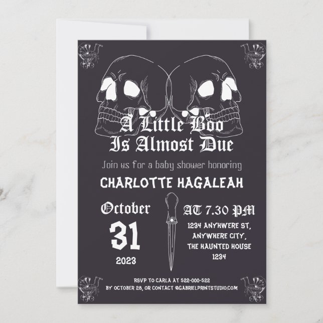 Invitación Vintage Elegant Spooky, Baby Shower de Halloween (Anverso)