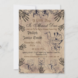 Invitación Vintage Elegant Spooky, Halloween Baby Shower Invi