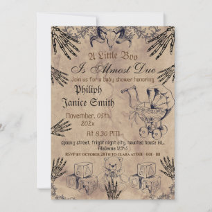 Invitación Vintage Elegant Spooky, Halloween Baby Shower Invi