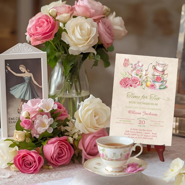 Invitación Vintage Elegant Tea Fiesta Bridal Shower Invitació (Subido por el creador)
