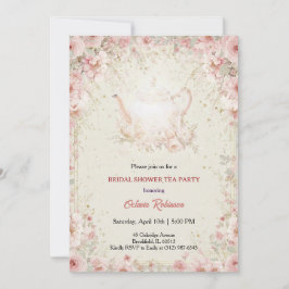 Invitación Vintage Elegant Tea Party Bridal Shower Invitation