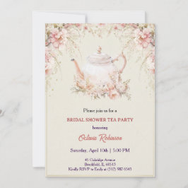 Invitación Vintage Elegant Tea Party Bridal Shower Invitation