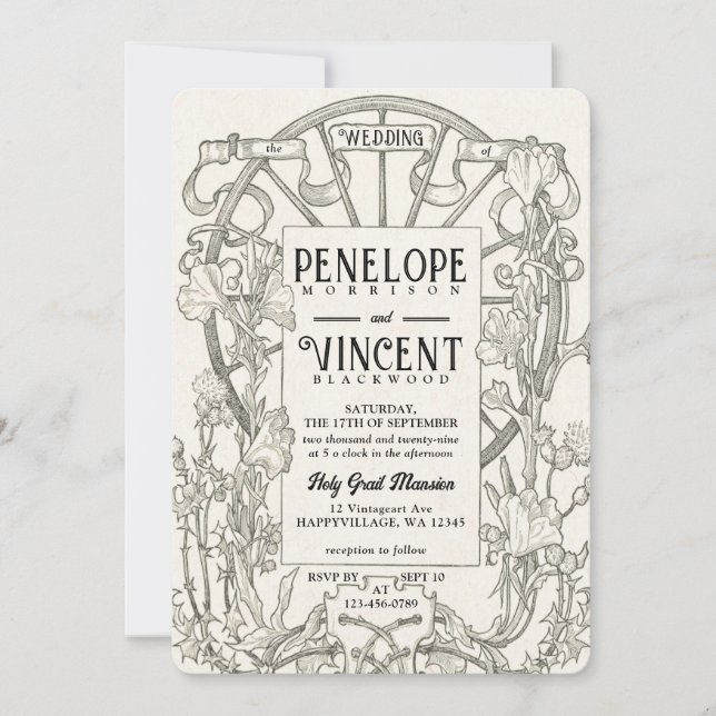 Invitación Vintage Elegant Wedding (Anverso)