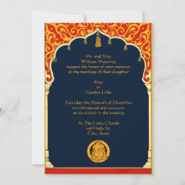 Invitación Vintage Elegante Color Border & Ganesh Indian