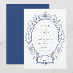 Invitación Vintage Elegante Ornamento Marco Floral Guardar fe