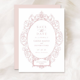 Invitación Vintage Elegante Ornamento Marco Floral Guardar fe