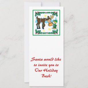 Invitación Vintage Elf y Reindeer