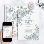 Invitación Vintage Emerald Floral Line Art 50 cumpleaños<br><div class="desc">Celebre un hito en estilo con nuestra Invitación de cumpleaños 50 de la Línea Floral de Esmeralda Vintage. Desde su caligrafía con letras a mano hasta los vintage arreglos de esquina de arte en un elegante verde esmeralda, esta invitación marca el tono para su día especial. Con el patrón floral...</div>