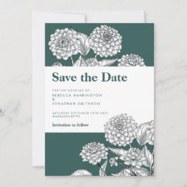 Invitación Vintage Emerald Green Floral Wedding Save The Date