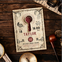 Invitación Vintage Escape Room Mystery Resolver Clave Detecti