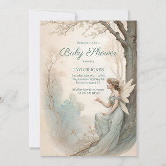 Invitación Vintage Fairy Baby Shower