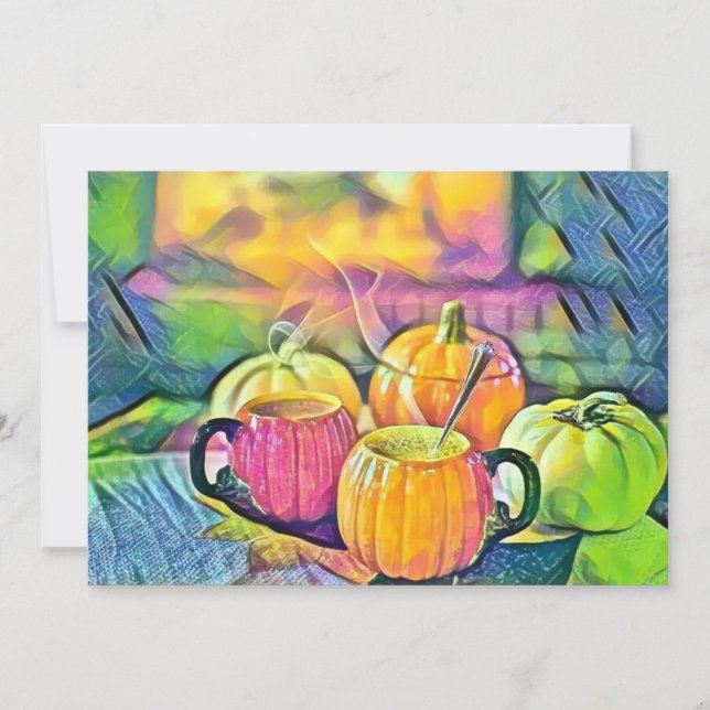 Invitación Vintage Fall calabazas de otoño acuarela (Anverso)