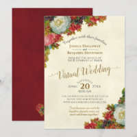 Vintage Fall Flowers Boda virtual de marfil y oro