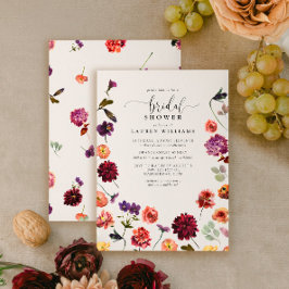 Invitación Vintage Fall Garden Flores Script Bridal Shower