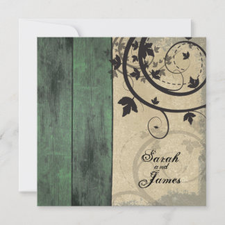Invitación Vintage Fall Wedting Green Barn Board
