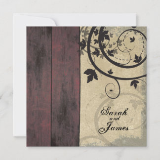 Invitación Vintage Fall Wedting Red Barn Board