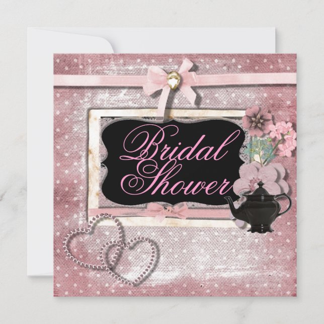 Invitación Vintage Fantasy Tea Fiesta Bridal Shower Invitació (Anverso)