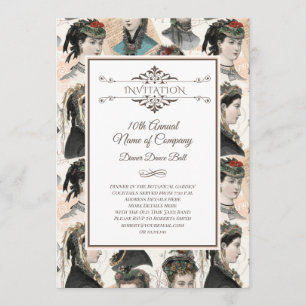 Invitación Vintage Fashion Ball Retro Fashion Show
